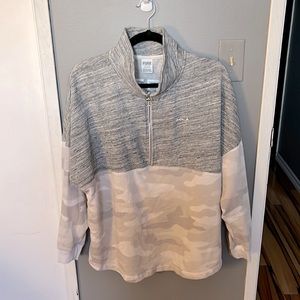 PINK white & camo sweater